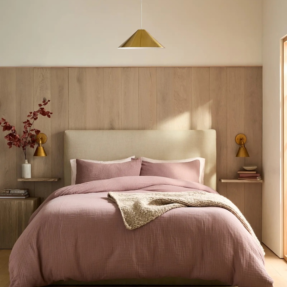 New Quince Organic Airy Gauze Duvet Cover Set Full/Queen Fig MSRP $149.90